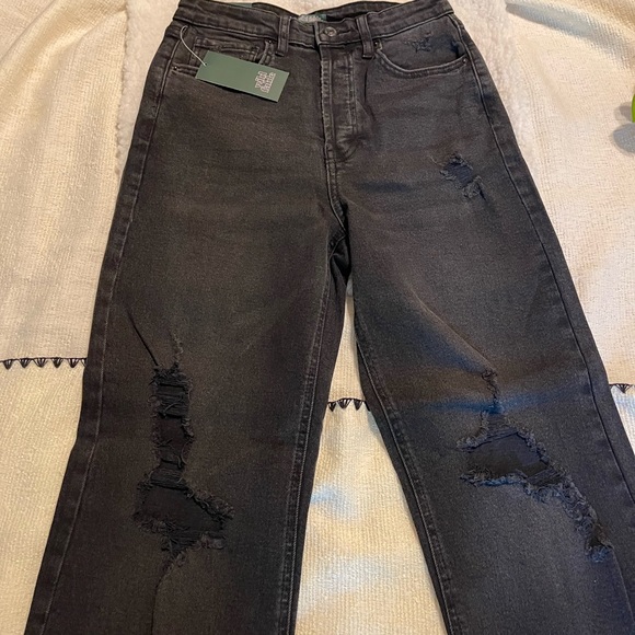 NWT Black Wild Fable High Rise Distressed Straight Leg Relaxed Fit Jeans - Picture 5 of 14